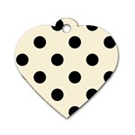 Polka Dots - Black on Cornsilk Yellow Dog Tag Heart (Two Sides)