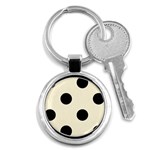 Polka Dots - Black on Cornsilk Yellow Key Chain (Round)