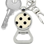 Polka Dots - Black on Cornsilk Yellow Bottle Opener Key Chain
