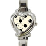 Polka Dots - Black on Cornsilk Yellow Heart Italian Charm Watch