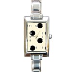 Polka Dots - Black on Cornsilk Yellow Rectangle Italian Charm Watch