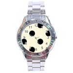 Polka Dots - Black on Cornsilk Yellow Stainless Steel Analogue Watch