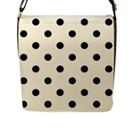 Polka Dots - Black on Cornsilk Yellow Flap Closure Messenger Bag (L)
