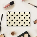 Polka Dots - Black on Cornsilk Yellow Cosmetic Bag (S)