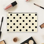 Polka Dots - Black on Cornsilk Yellow Cosmetic Bag (M)