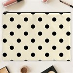 Polka Dots - Black on Cornsilk Yellow Cosmetic Bag (XXXL)