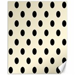 Polka Dots - Black on Cornsilk Yellow Canvas 11  x 14 