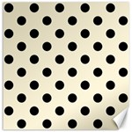 Polka Dots - Black on Cornsilk Yellow Canvas 16  x 16 