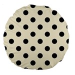 Polka Dots - Black on Cornsilk Yellow Large 18  Premium Round Cushion