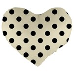 Polka Dots - Black on Cornsilk Yellow Large 19  Premium Flano Heart Shape Cushion