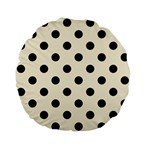 Polka Dots - Black on Cornsilk Yellow Standard 15  Premium Flano Round Cushion