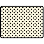 Polka Dots - Black on Cornsilk Yellow Double Sided Fleece Blanket (Large) (Two Sides)