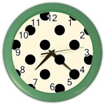Polka Dots - Black on Cornsilk Yellow Color Wall Clock