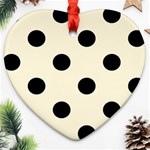 Polka Dots - Black on Cornsilk Yellow Ornament (Heart)