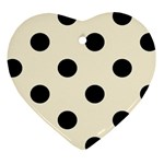 Polka Dots - Black on Cornsilk Yellow Heart Ornament (Two Sides)