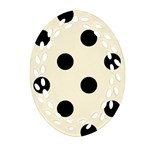 Polka Dots - Black on Cornsilk Yellow Ornament (Bell) Ornament (Oval Filigree)
