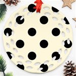 Polka Dots - Black on Cornsilk Yellow Ornament (Round Filigree)