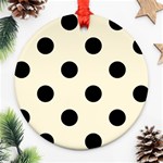Polka Dots - Black on Cornsilk Yellow Ornament (Round)