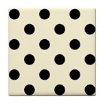 Polka Dots - Black on Cornsilk Yellow Tile Coaster