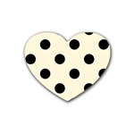 Polka Dots - Black on Cornsilk Yellow Heart Coaster (4 pack)