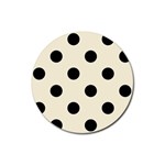 Polka Dots - Black on Cornsilk Yellow Rubber Coaster (Round)