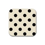 Polka Dots - Black on Cornsilk Yellow Rubber Coaster (Square)