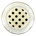 Polka Dots - Black on Cornsilk Yellow Porcelain Plate
