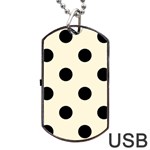 Polka Dots - Black on Cornsilk Yellow Dog Tag USB Flash (One Side)