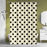 Polka Dots - Black on Cornsilk Yellow Shower Curtain 48  x 72  (Small)