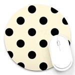 Polka Dots - Black on Cornsilk Yellow Round Mousepad