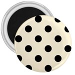 Polka Dots - Black on Cornsilk Yellow 3  Magnet
