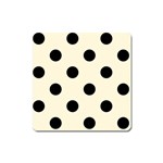 Polka Dots - Black on Cornsilk Yellow Magnet (Square)