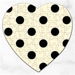 Polka Dots - Black on Cornsilk Yellow Jigsaw Puzzle (Heart)