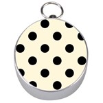 Polka Dots - Black on Cornsilk Yellow Silver Compass