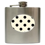 Polka Dots - Black on Cornsilk Yellow Hip Flask (6 oz)