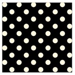 Polka Dots - Cornsilk Yellow on Black Large Satin Scarf (Square)