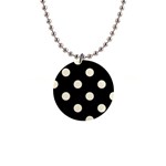 Polka Dots - Cornsilk Yellow on Black 1  Button Necklace