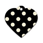 Polka Dots - Cornsilk Yellow on Black Dog Tag Heart (One Side)