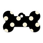 Polka Dots - Cornsilk Yellow on Black Dog Tag Bone (One Side)