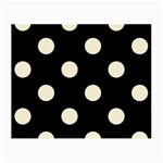 Polka Dots - Cornsilk Yellow on Black Small Glasses Cloth (2 Sides)