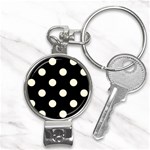 Polka Dots - Cornsilk Yellow on Black Nail Clippers Key Chain
