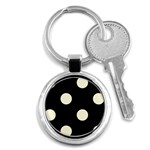 Polka Dots - Cornsilk Yellow on Black Key Chain (Round)