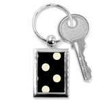 Polka Dots - Cornsilk Yellow on Black Key Chain (Rectangle)
