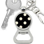 Polka Dots - Cornsilk Yellow on Black Bottle Opener Key Chain