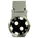 Polka Dots - Cornsilk Yellow on Black Money Clip Watch