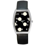 Polka Dots - Cornsilk Yellow on Black Barrel Style Metal Watch