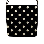 Polka Dots - Cornsilk Yellow on Black Flap Closure Messenger Bag (L)