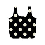 Polka Dots - Cornsilk Yellow on Black Full Print Recycle Bag (S)