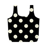 Polka Dots - Cornsilk Yellow on Black Full Print Recycle Bag (M)