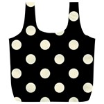 Polka Dots - Cornsilk Yellow on Black Full Print Recycle Bag (XL)